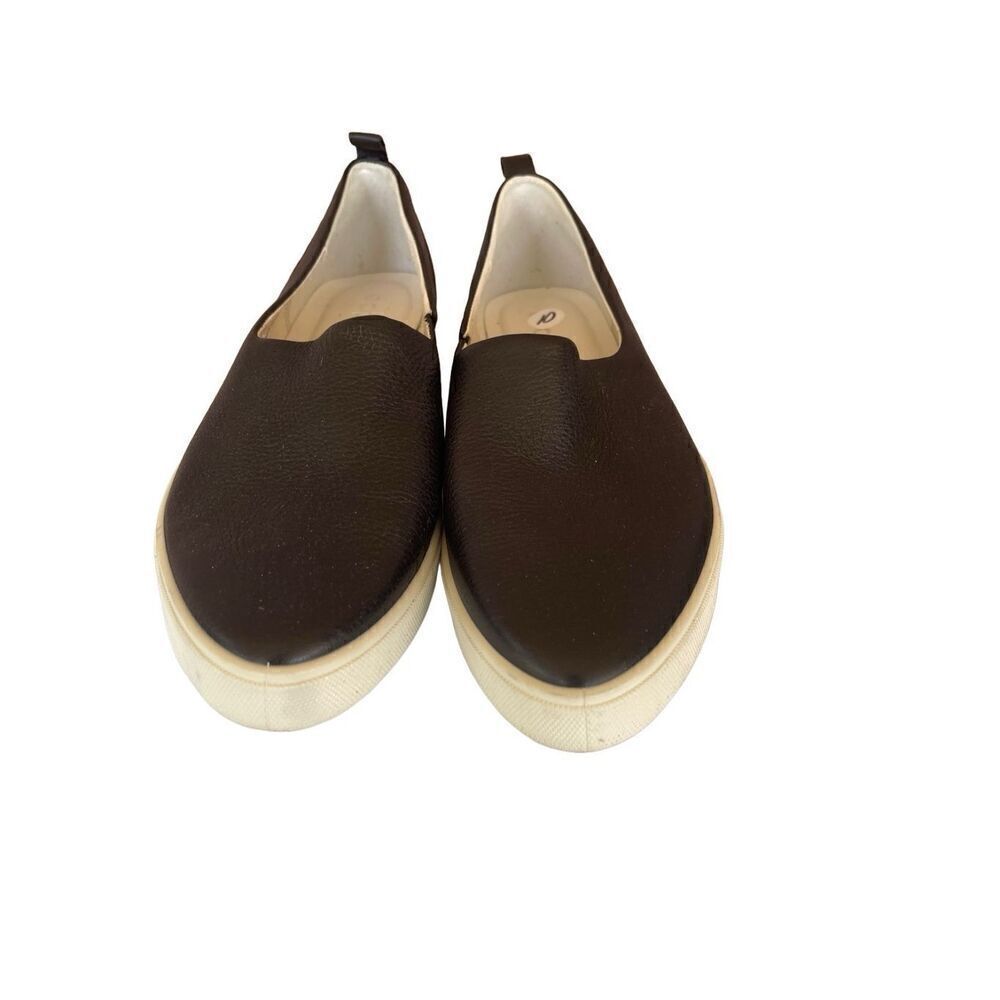 Ecco Womens Black Almond Toe Leather Slip On Flat Loafer Size 10